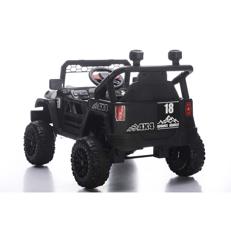 12V Kids Electric Off-Road Car with Remote Control, Ride on Car Black Battery Powered Electric Car with LED Lights