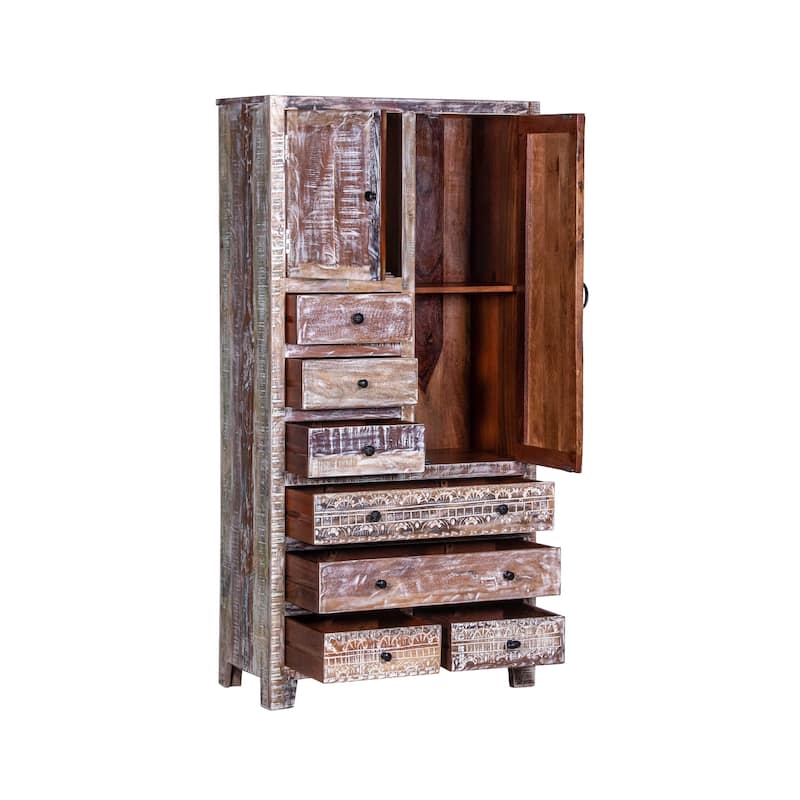 Maadze Solid Wood Freestanding Wardrobe Cabinet - N/A