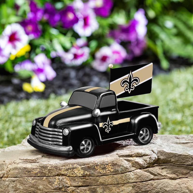 NFL Rally Truck Garden Statue with Team Flag - New Orleans Saints
