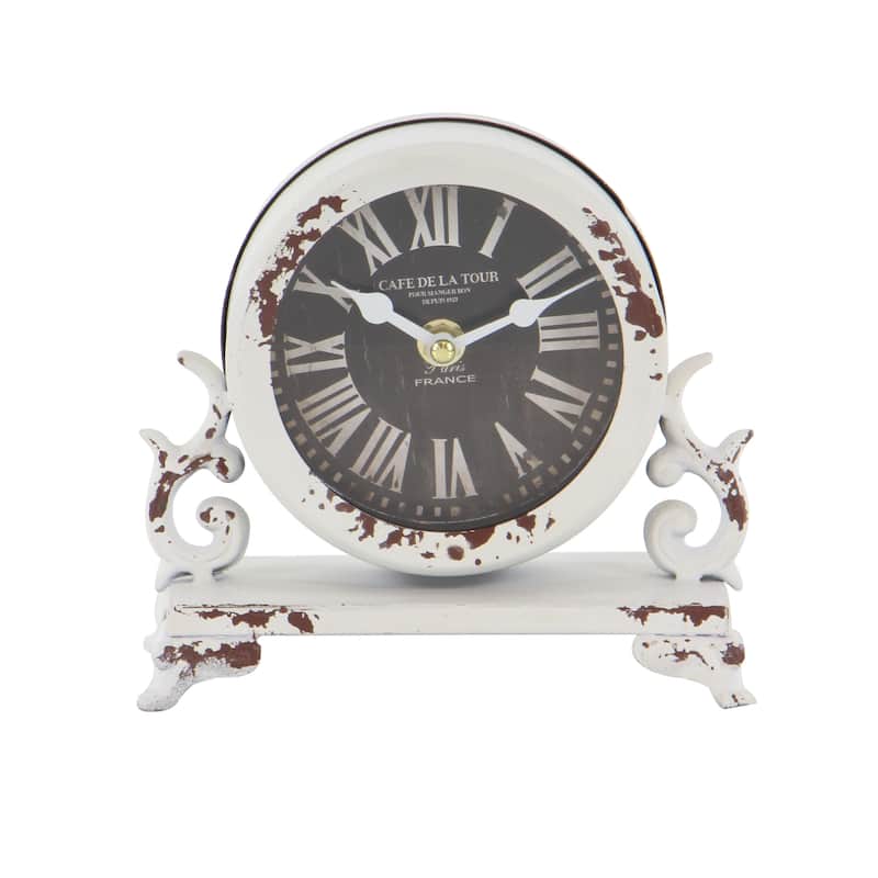 Black Metal Scroll Decorative Clock (Set of 2) - 7 x 3 x 7