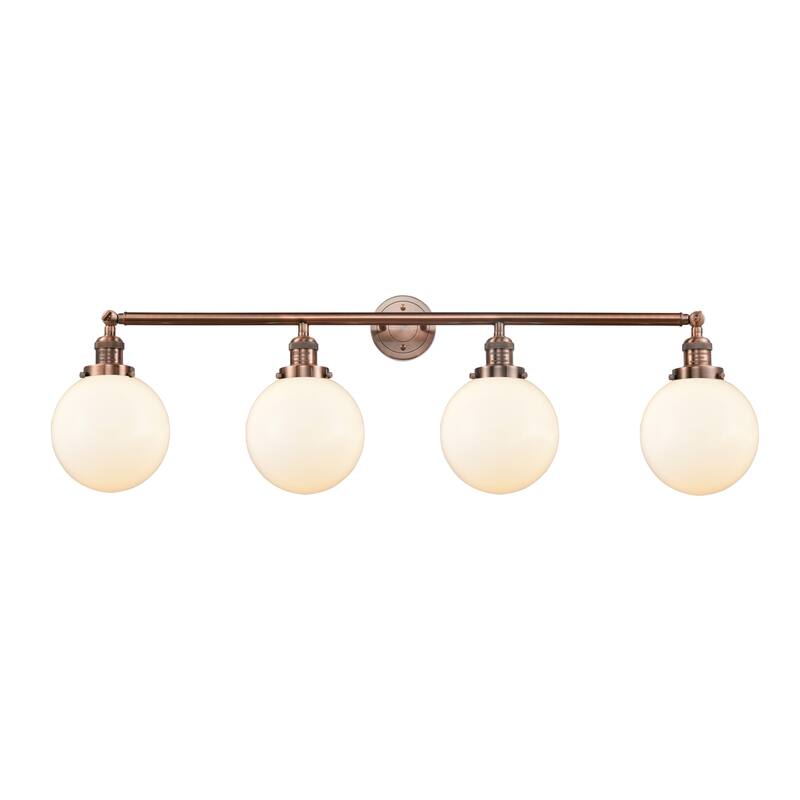 Innovations Lighting Beacon 4 Light 44" Wide Bathroom Vanity Light - Antique Copper / Matte White Cased