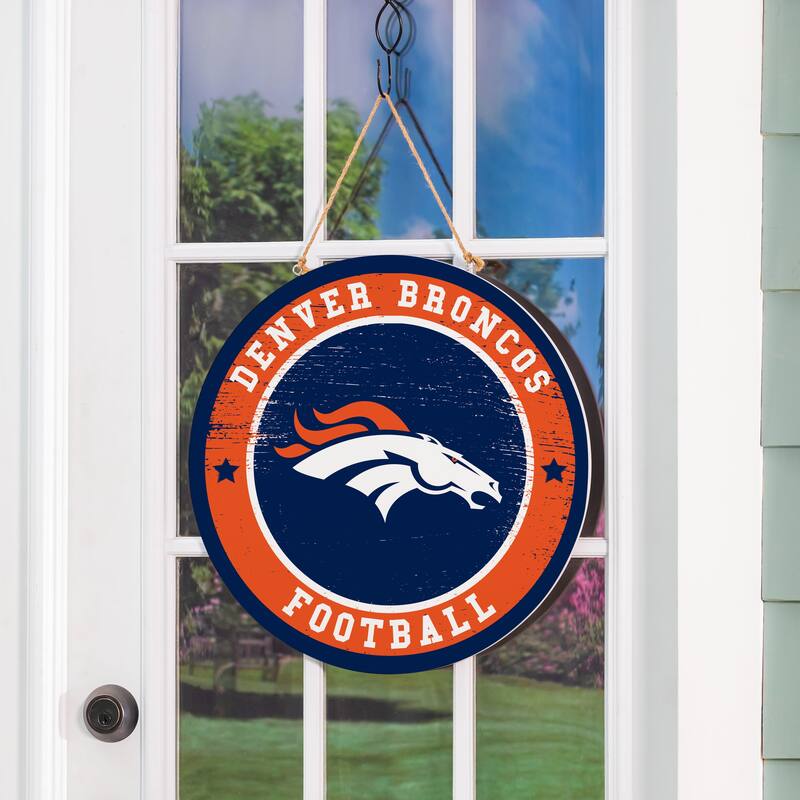 Denver Broncos Wooden Door Decor Wall Sign - Multi-Color