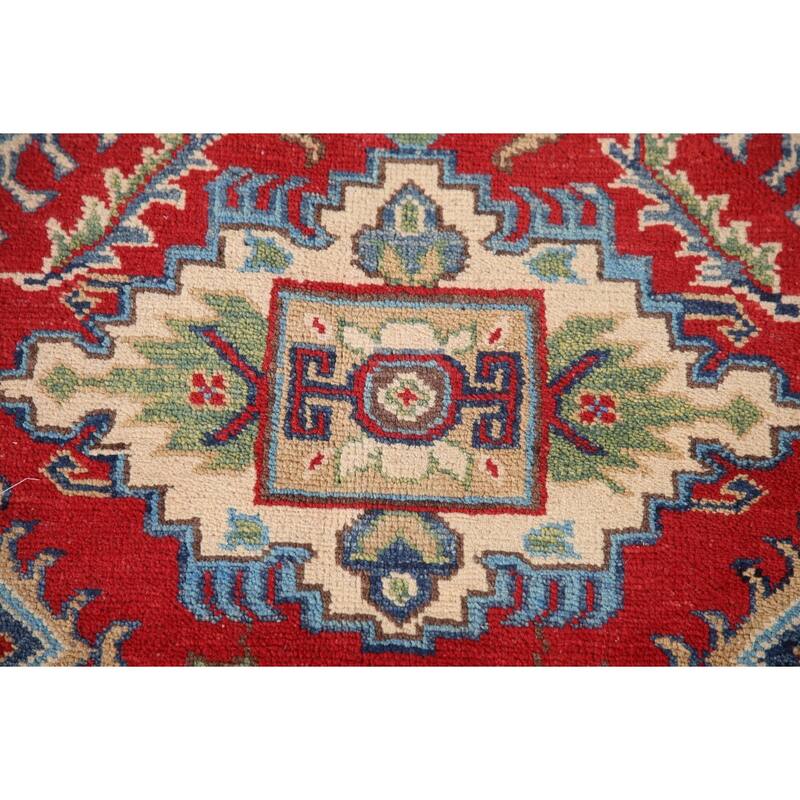 Traditional Red Geometric Kazak Oriental Area Rug Handmade Wool Carpet - 9'6"x 12'10"