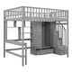 preview thumbnail 5 of 9, Full size Loft Bed with Bookshelf,Drawers,Desk,and Wardrobe