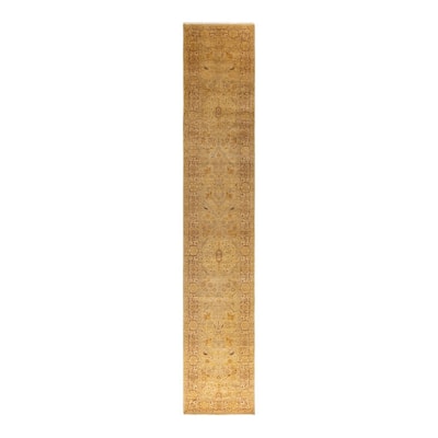 Overton Hand Knotted Wool Vintage Inspired Traditional Ottoman Beige Runner Rug - 2' 6" x 14' 4"