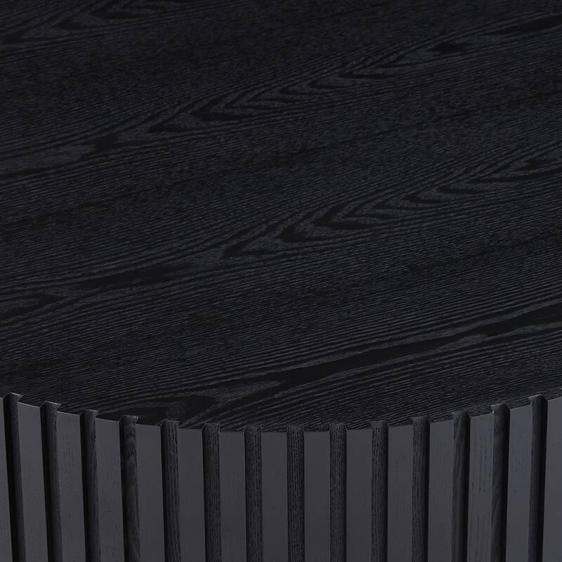 BLACK MDF coffee table 39.37inch Modern Handcraft Drum Coffee Table Round Wood Coffee Table for Living Room, Apartment