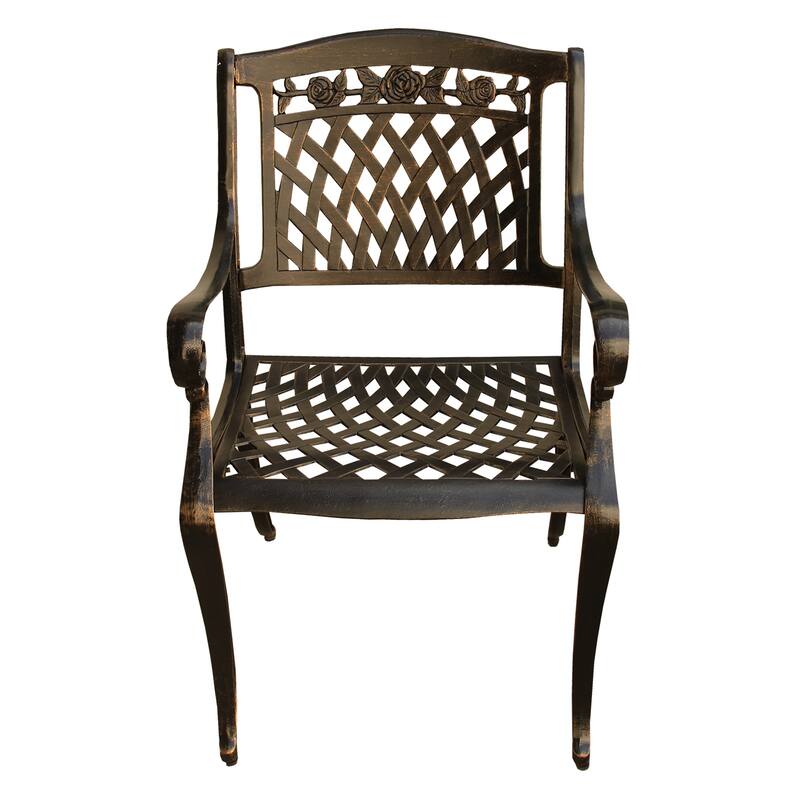 Rose Traditional Outdoor Mesh Lattice Aluminum Dining Chair