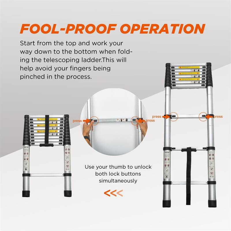 Telescoping Ladder 10.5FT,Telescopic Extension Ladder,Folding Ladder