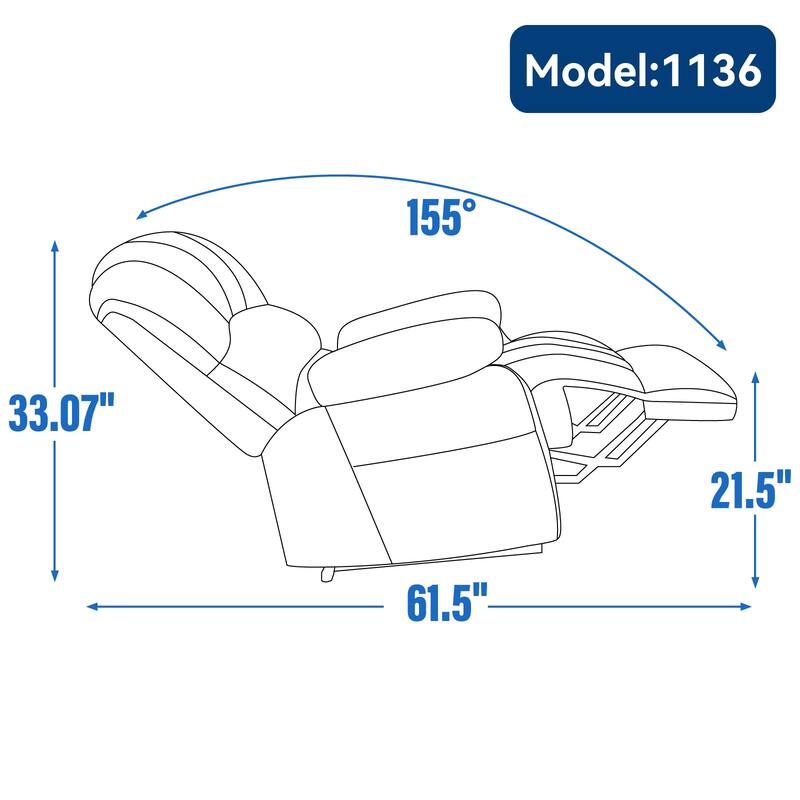 Large Size Dual Motors Power Lift Recliner with 8 Point Massage, Lumbar Heating, USB Ports and Side Pockets