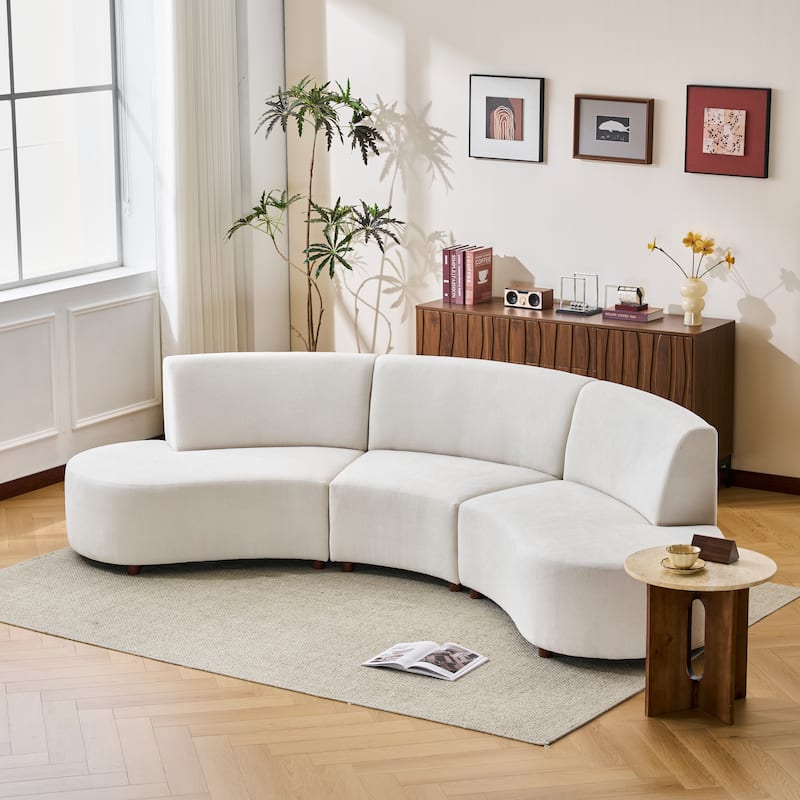 Christopher Knight Home - Luna Modern Upholstered Curved Modular Sofa with Pine Frame