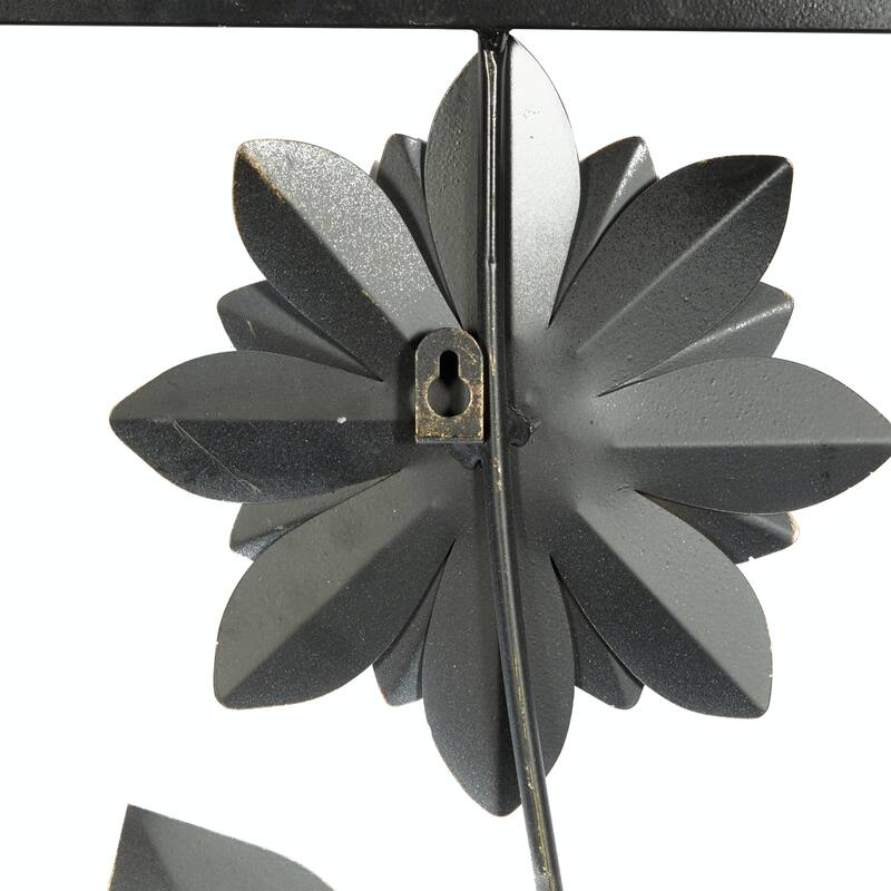 Gray Metal Floral Home Wall Decor with Black Frame (Set of 2)