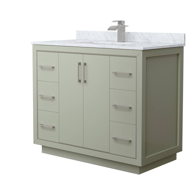 Wyndham Collection WCF1111-42S-NAT-MXX Icon 42" Free Standing Single - Light Green / Brushed Nickel Hardware