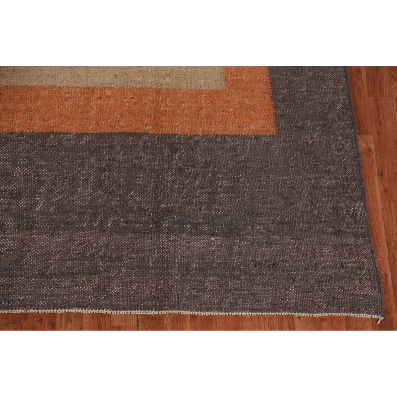 Hand Woven Oriental 100% Jute Carpet Southwestern Modern Brown Kilim Area Rug - 9' 9'' X 8' 4''