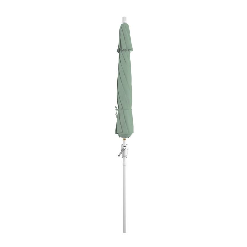 California Umbrella 9' Rd. Aluminum Patio Umbrella, Crank Lift with Push Button Tilt, White Finish, Pacifica Fabric