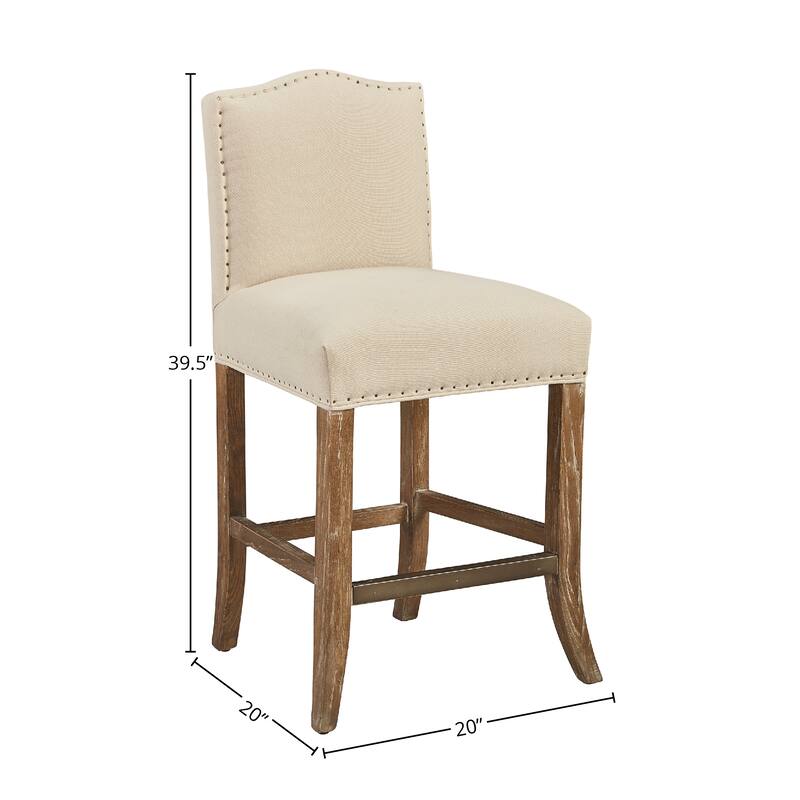 Brickell Oak Traditional Counter Stool with Nailhead Accents
