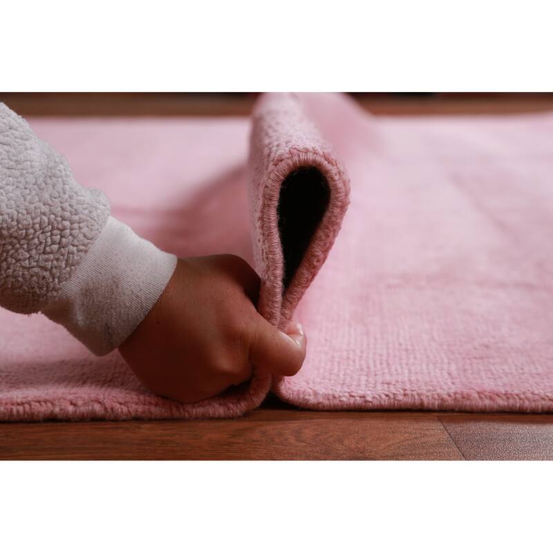 Hand Knotted Oriental 100% Wool Carpet Modern Solid Pink Gabbeh Area Rug - 12' 4'' X 9' 1''