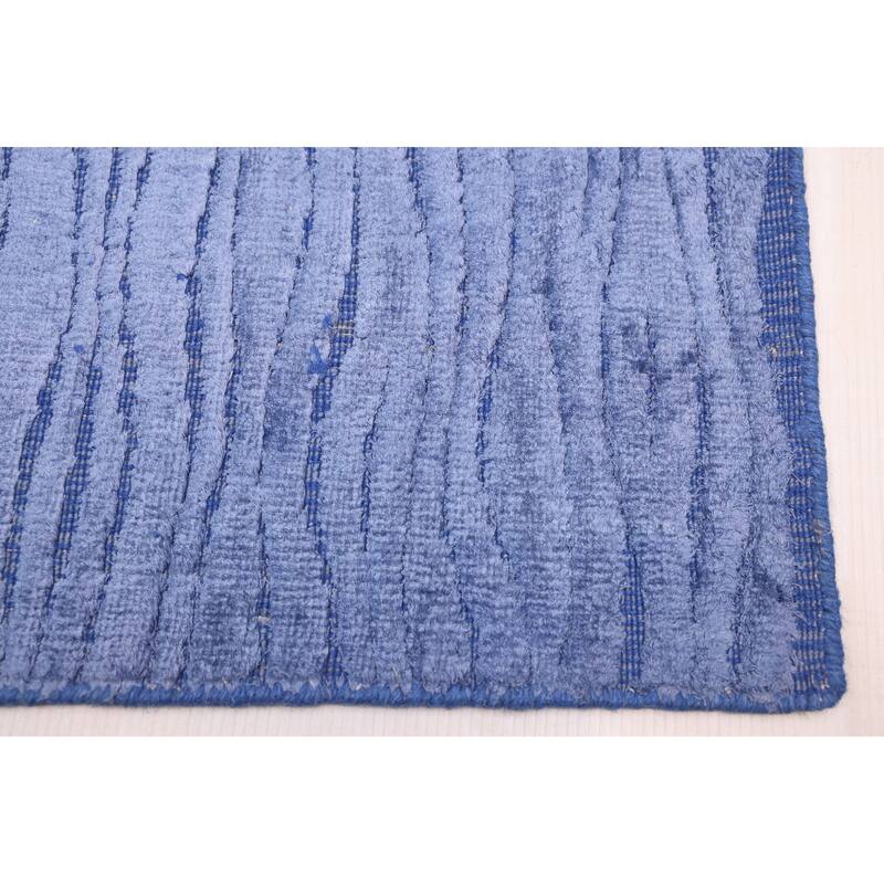 ECARPETGALLERY Hand Loomed Elysian Slate Blue Viscose Rug - 7'10 x 9'8