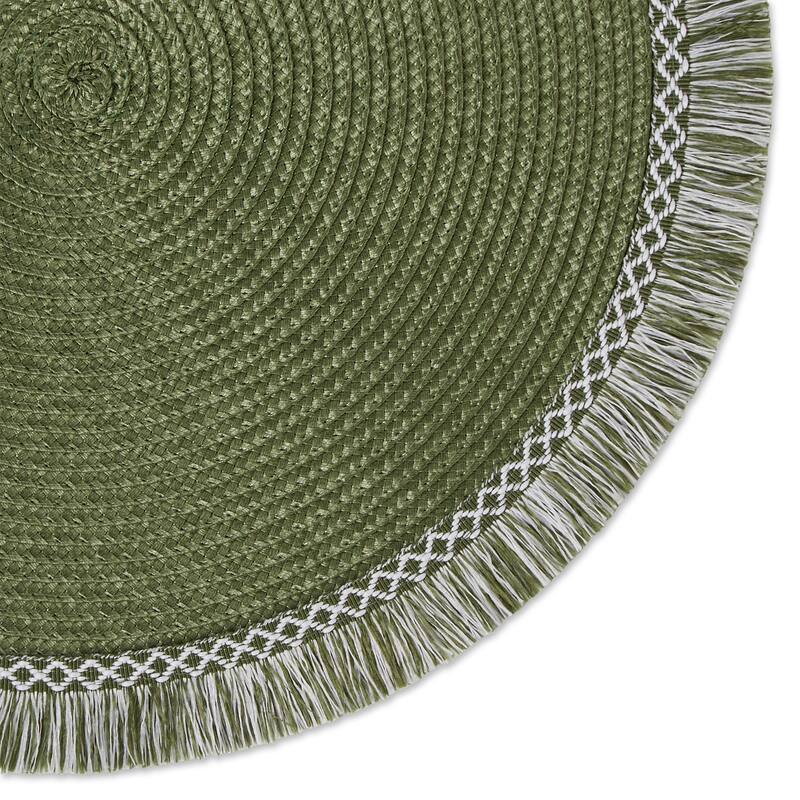 DII Nautical Blue Round Fringed Placemat Set/6