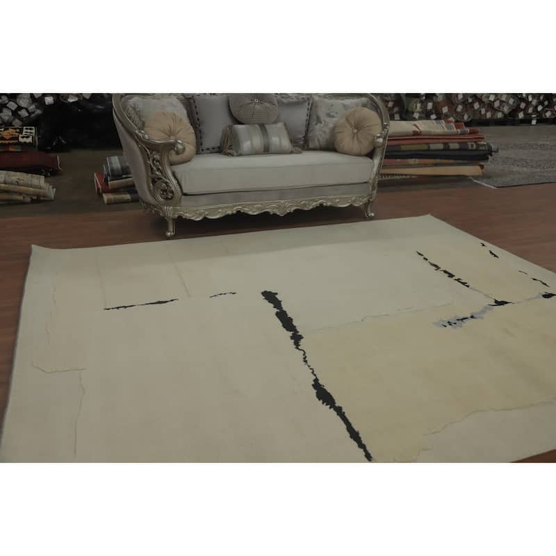 Vegetable Dye Wool Gabbeh Modern Area Rug Handmade Wool Carpet - 10' 4'' X 8' 2''