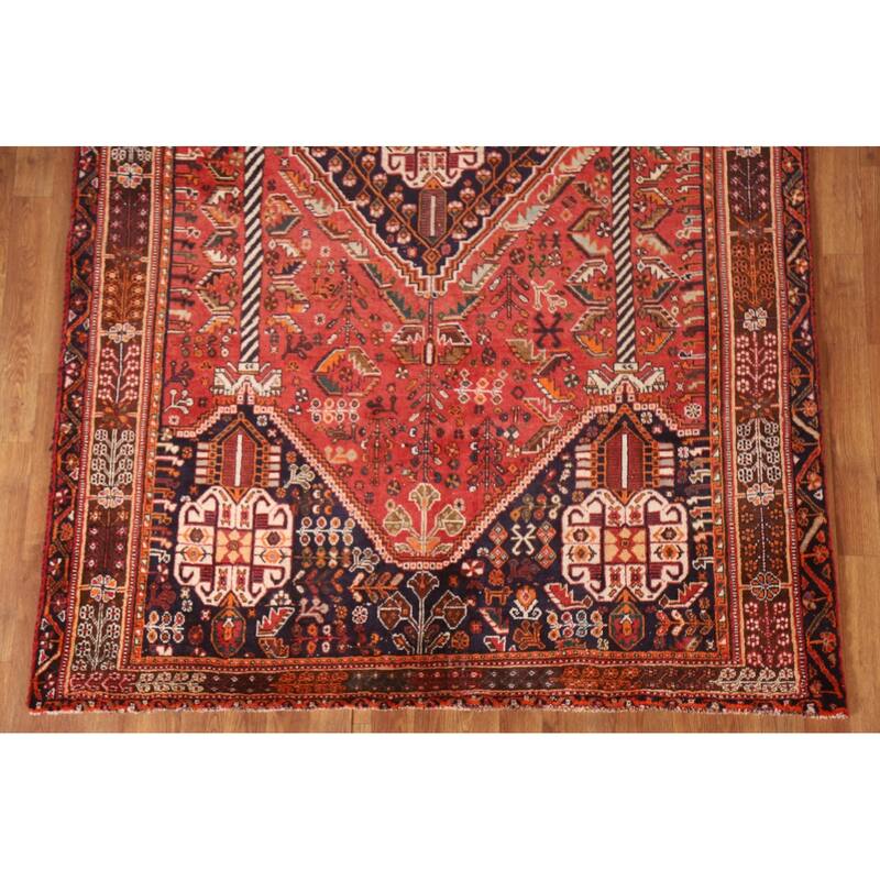 Shiraz Persian Vintage Area Rug Hand-knotted Wool Carpet - 5'2"x 8'3"