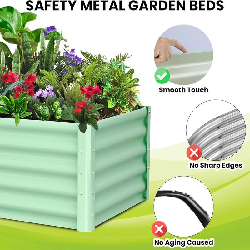 2-Pack 6x3x1.5 ft Dark Grey Galvanized Raised Garden Beds - Large Open-Base Outdoor Planters Green - 6*3*1.5FT