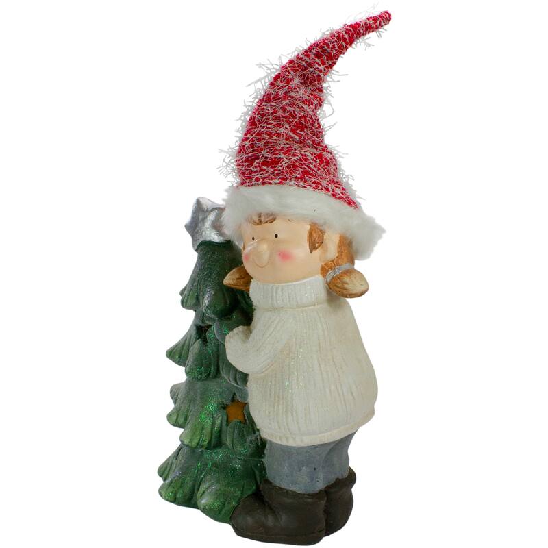 Smiling Girl Hugging a Star Tree Christmas Figure - 30"