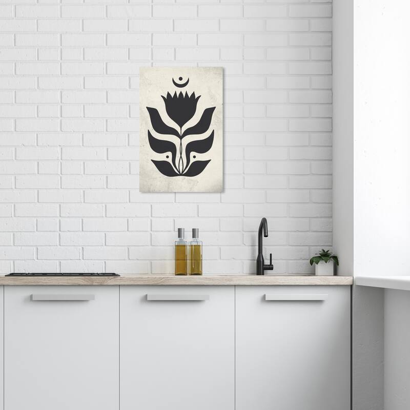Wynwood Studio Canvas Astronomy and Space Lunar Flower Noir Black and Pastel Black Modern & Contemporary Wall Art Canvas Print - 24 x 16