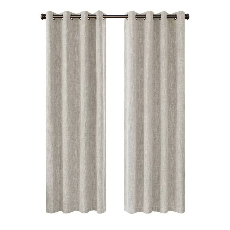 Linen Texture 100% Blackout Grommet Curtain Pair(2 panels)