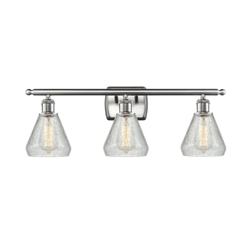 Innovations Lighting Conesus 3 Light 26" Wide Bathroom Vanity Light - Brushed Satin Nickel / Clear Crackle