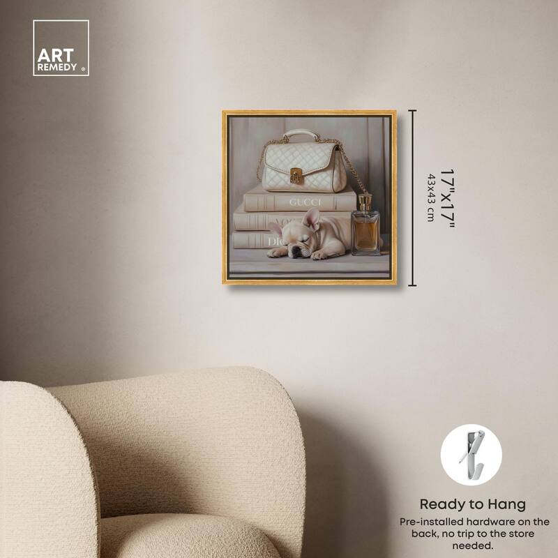 Ivory Books and Frenchie Canvas by Art Remedy