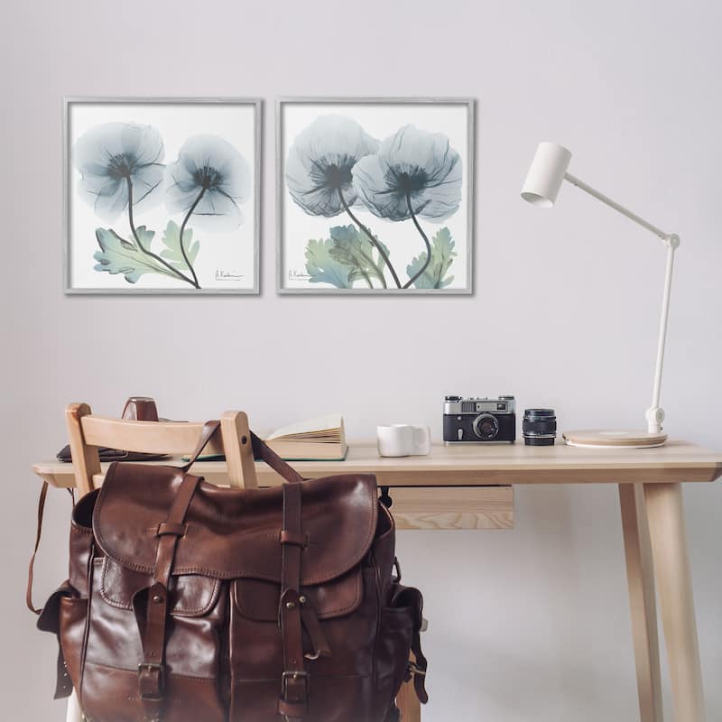 Stupell Luminous Sapphire Florals Framed Giclee Art Design By Albert Koetsier (Set of 2)