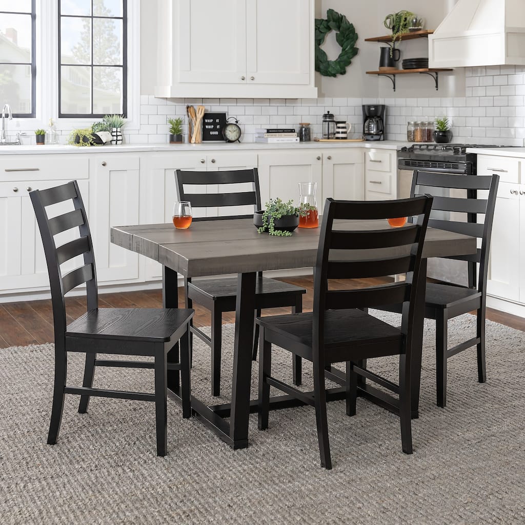 Walker Edison 5-piece Distressed Solid Wood Dining Set
