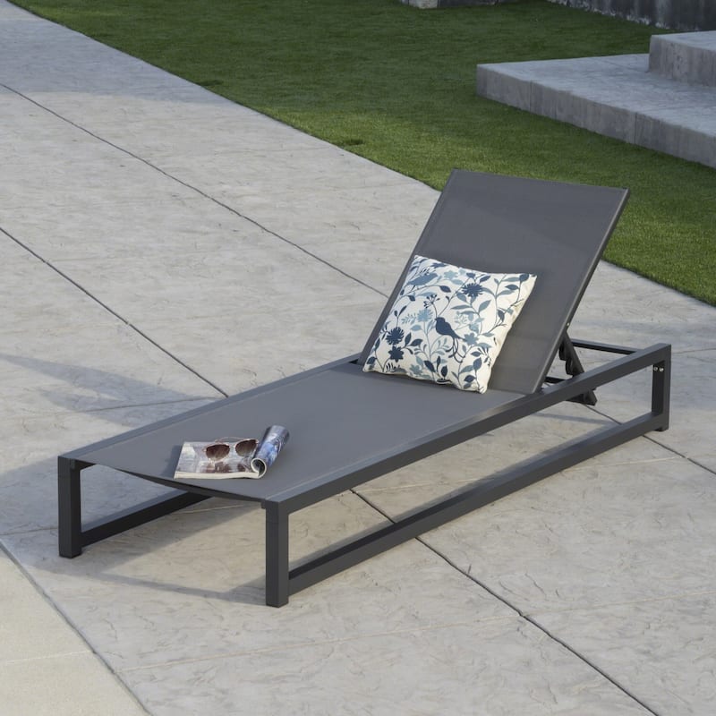 Modesta Outdoor Aluminum Mesh Chaise Lounge by Christopher Knight Home - Grey