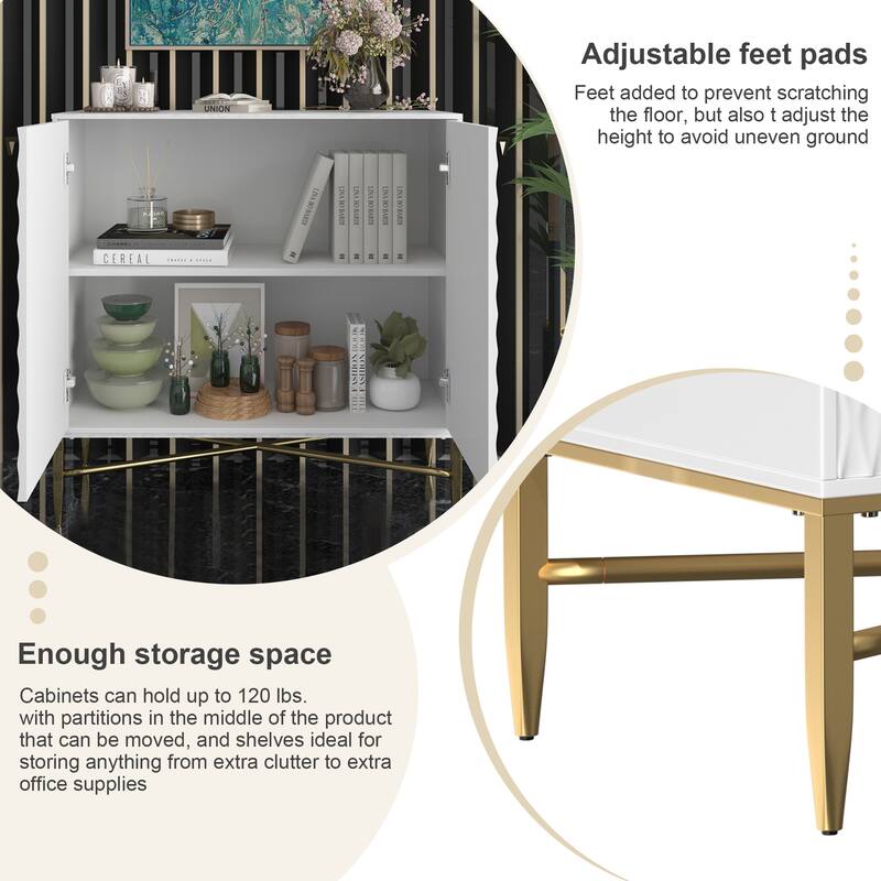 Modern 2-Door Locker Accent Cabinet with Tapered Metal Feet