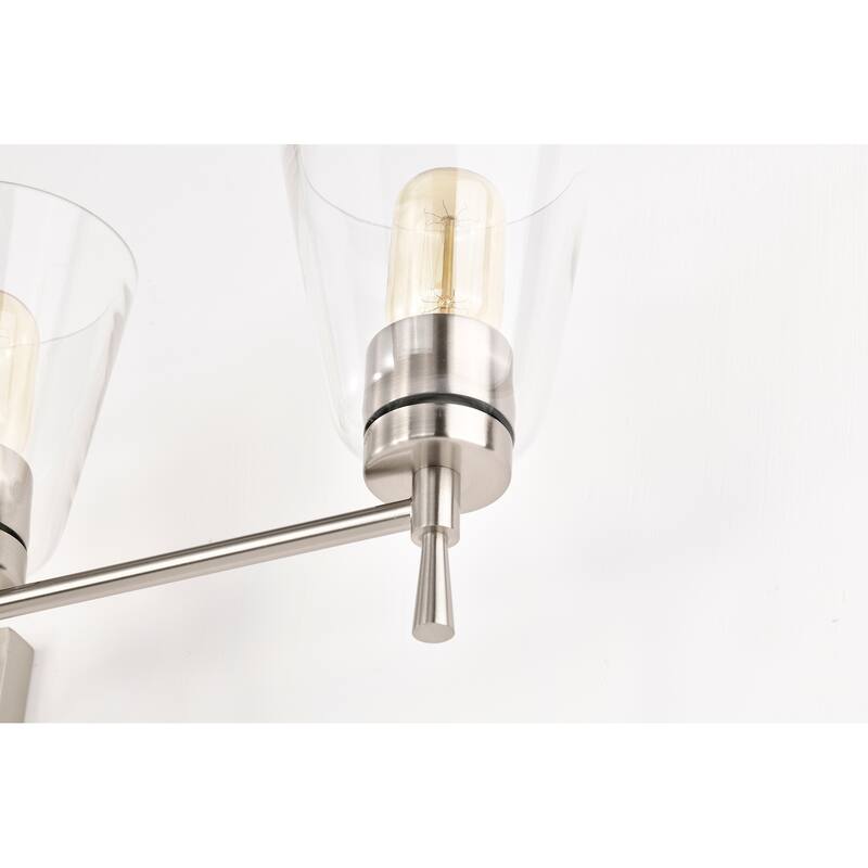 Brushed Nickel 4-Light Modern Vanity Light with Clear Cone Glass Shades - Brushed Nickel