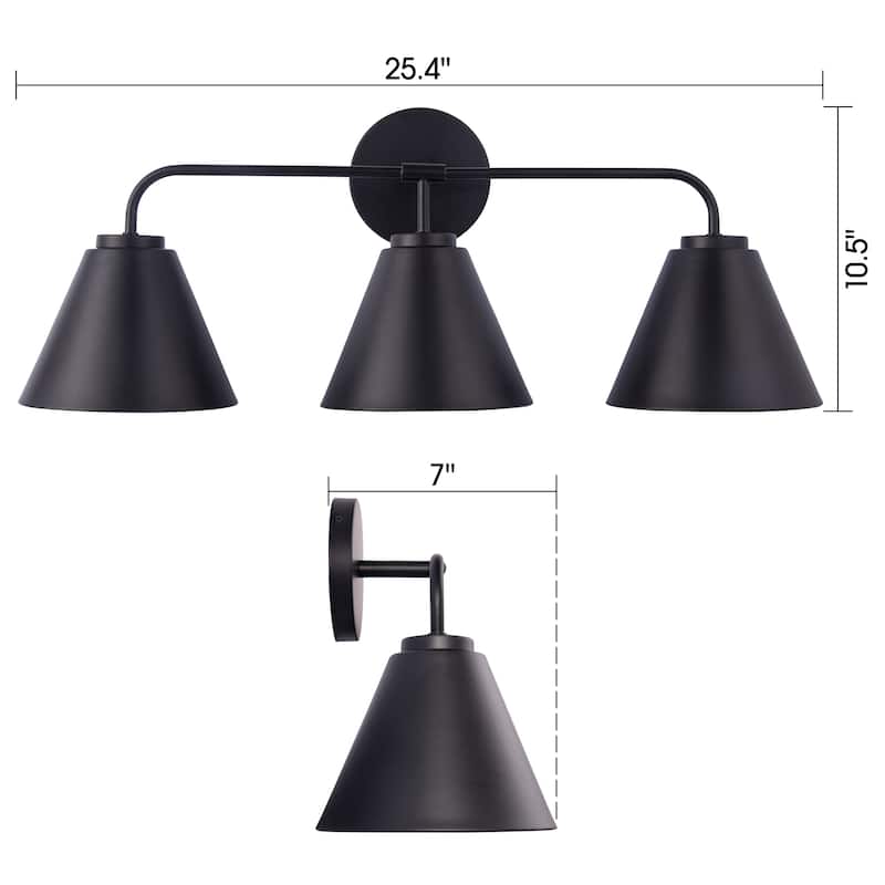 Modern Loft Lantern 3-Light Black Vanity Light - 25.4"L x 7"W x 10.5"H
