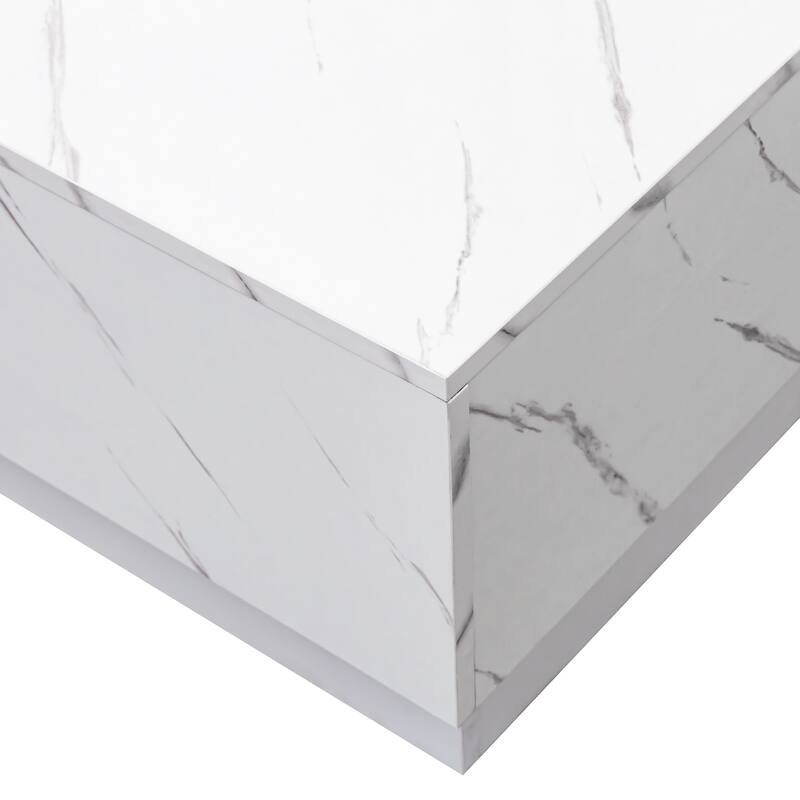 Coffee Table With Sliding Tabletop, Center Table With Hidden Storage Compartment, Extendable Table - White