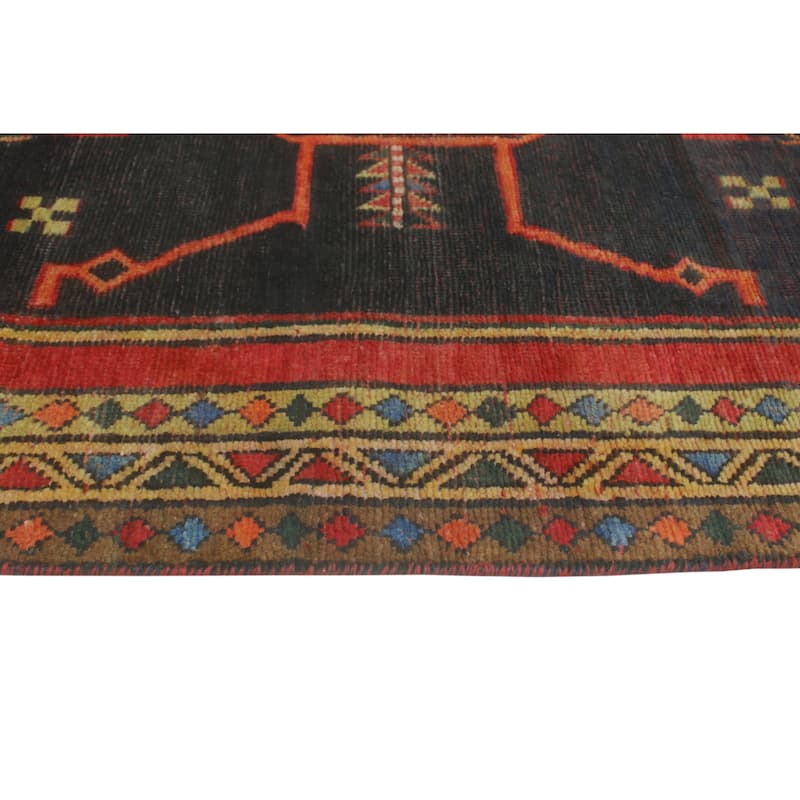 Fine Vintage Distressed Shauna Red/Navy Runner - 3'7" x 10'3"