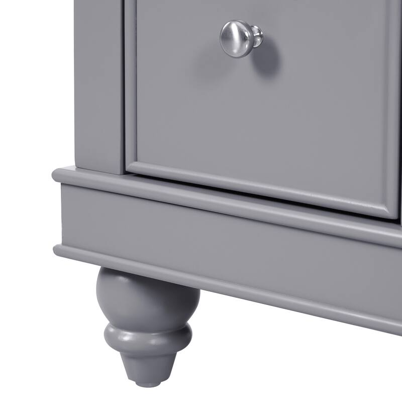 36" Bathroom Vanity with Ceramic Sink Combo, Solid Wood Frame Bathroom Cabinet
