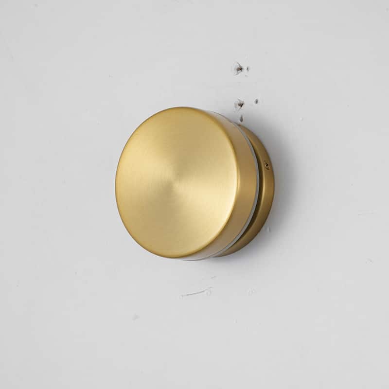 4.7" 1-Light Minimalist Circle Round Brass Integrated LED Wall Sconce Ambient Accent Light for Hallway/Vanity