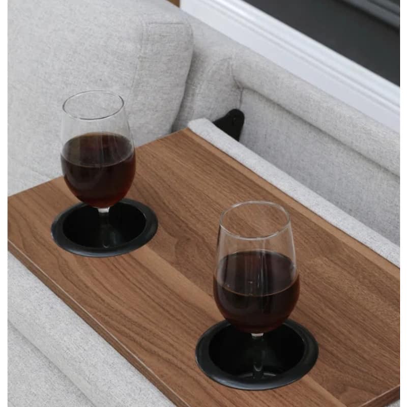 Modern Built-in Cup-holders Console Linen Sectional Sofa with 2 Pillows