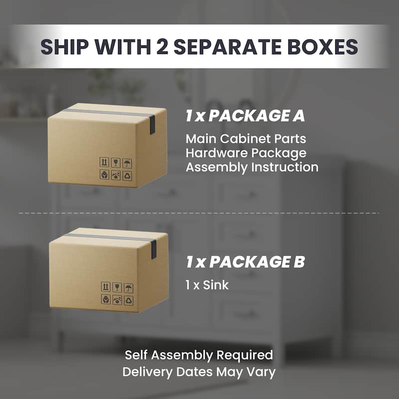 48" Bathroom Vanity with Sink, 2 Doors and 8 Drawers, Soft Close System, Classic Design