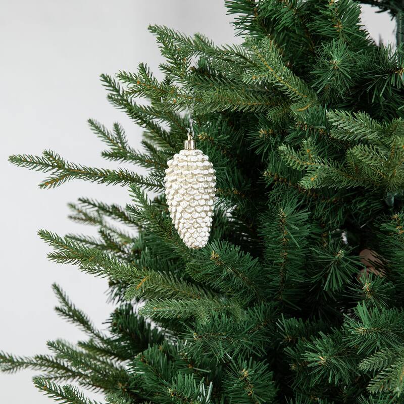 Glitzhome 191-Piece Glitter Ribbon Bow Gold Silver Ball Shatterproof Ornaments Xmas Tree Decor