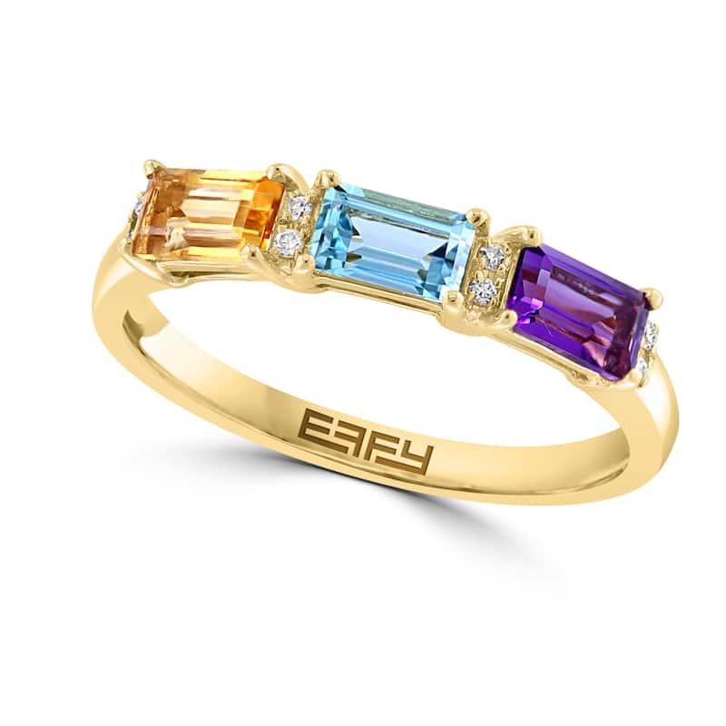 EFFY 14K Gold Diamond,Amethyst,Blue Topaz,Citrine Ring
