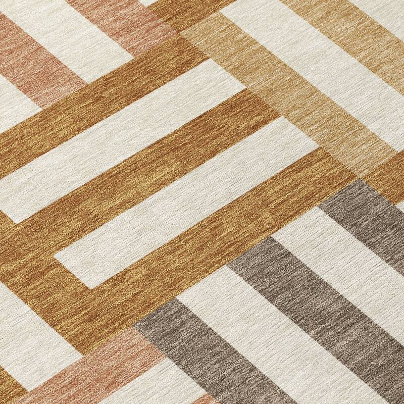 Machine Washable Indoor/ Outdoor Modern Hatch Chantille Rug