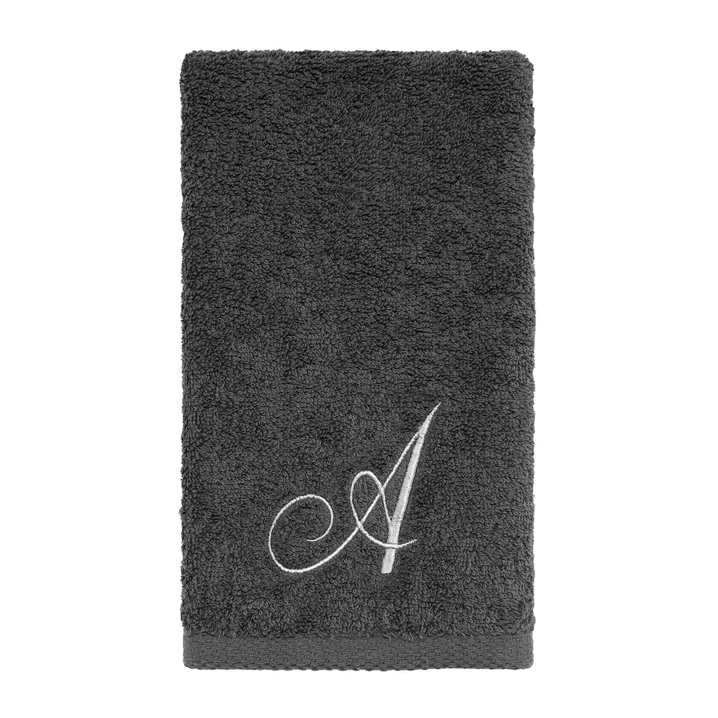 Avanti Linens Granite/Silver Script Monogram Fingertip Towel Letter A - Fingertip Towel