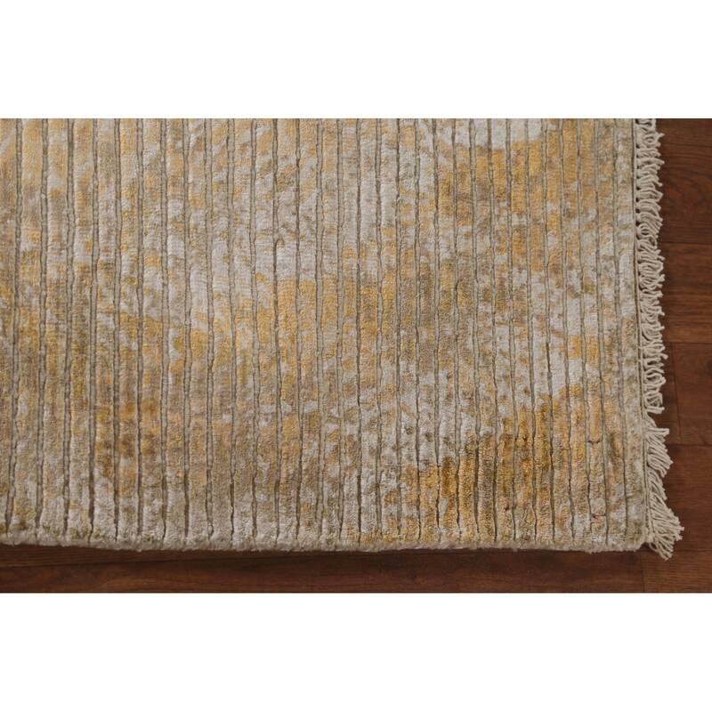 Striped Abstract Oriental Area Rug Hand-Knotted Wool Carpet - 5'6" x 7'9"