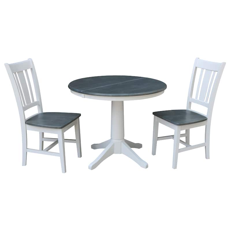 36" Round Extension Dining Table With 2 San Remo Chairs - Set of 3 Pieces