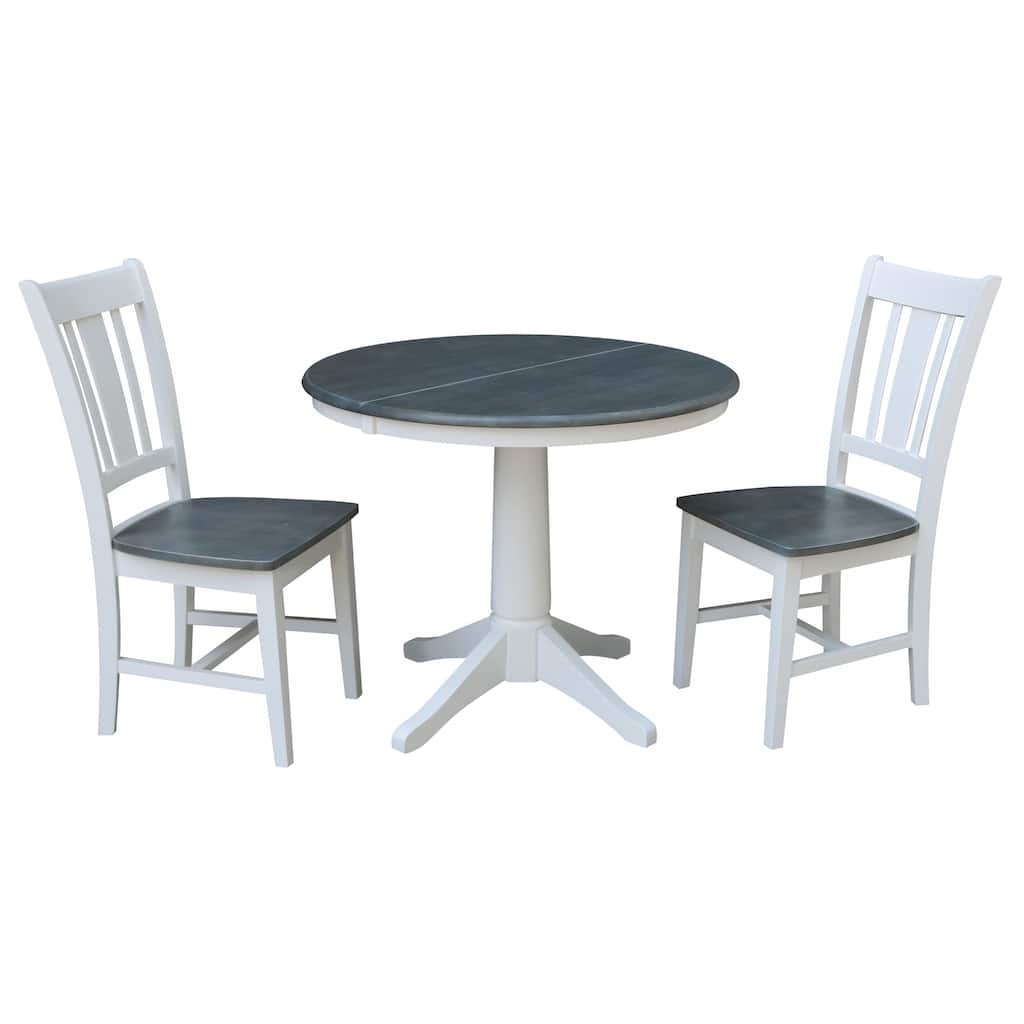 36" Round Extension Dining Table With 2 San Remo Chairs - Set of 3 Pieces