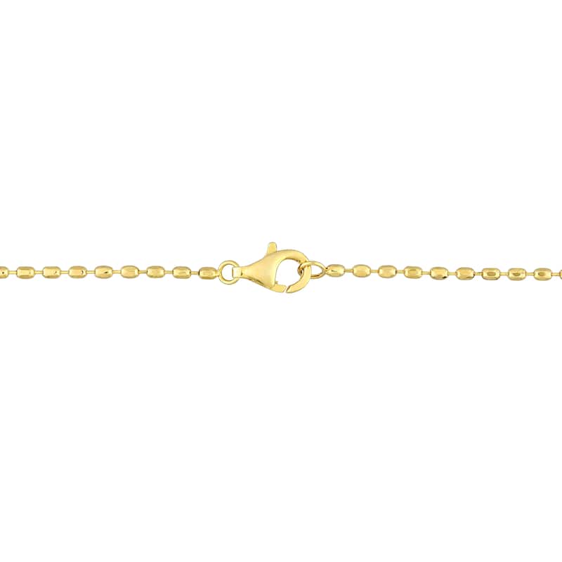 Miadora White Topaz and 4-4.5mm White Freshwater Cultured Pearl Necklace with Chain Yellow Silver
